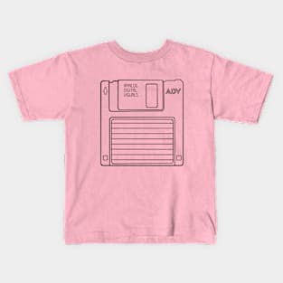 Floppy Disk (Black Lines) Analog/ Computer Kids T-Shirt